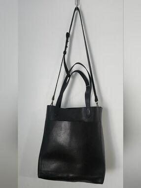 Madewell Medium Black Leather Crossbody Tote with Adjustable/Removable Strap NWT
